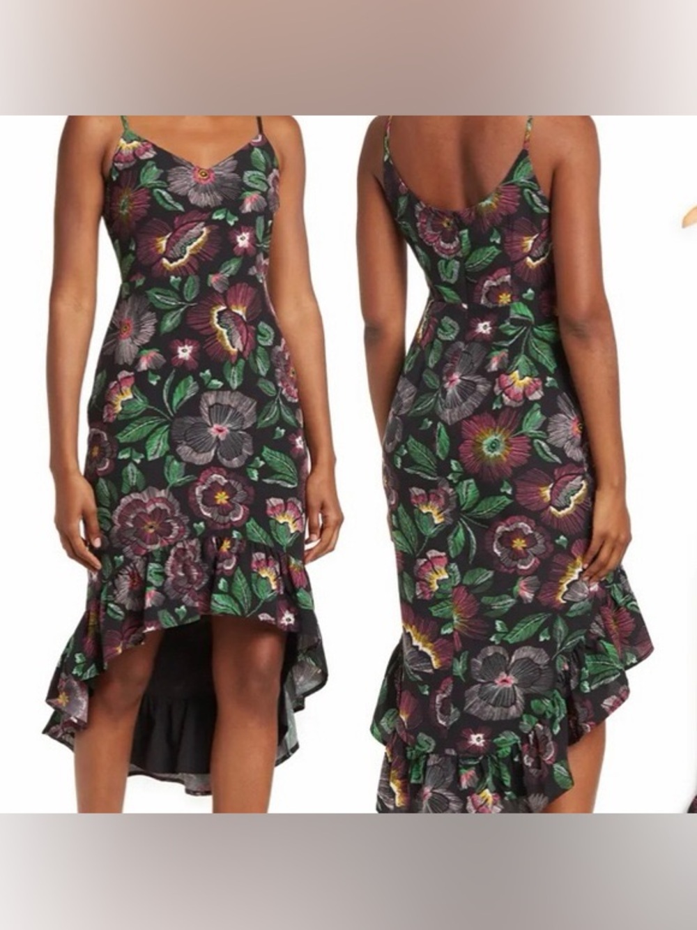 NWT Sam Edelman Strapless/Spaghetti Strap Floral High-Low Dress. Size 14